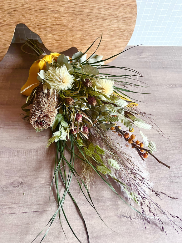 ユーカリ香る紫陽花とリューカデンドロンのリースドライフラワー