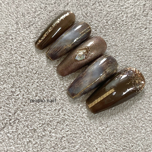 ニュアンスネイル 綺麗めネイル 上品ネイル 結婚式 ブラウン
