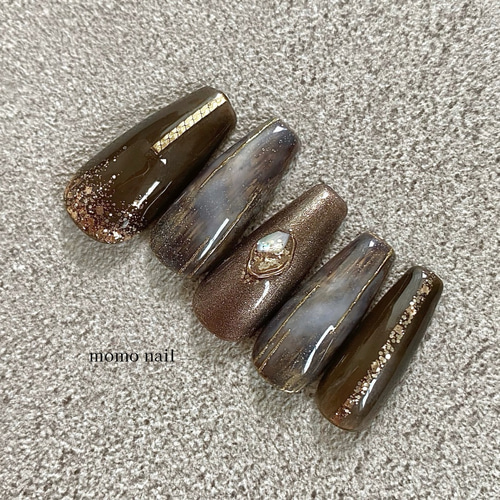 ニュアンスネイル 綺麗めネイル 上品ネイル 結婚式 ブラウン