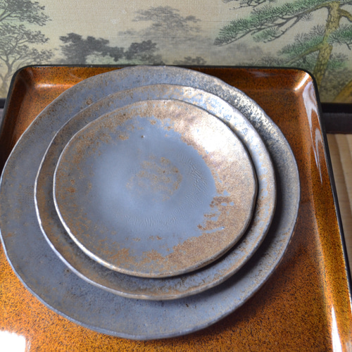 セット特割！】豪華な皿セット大中小(炭化金彩) 大皿セット 和食器