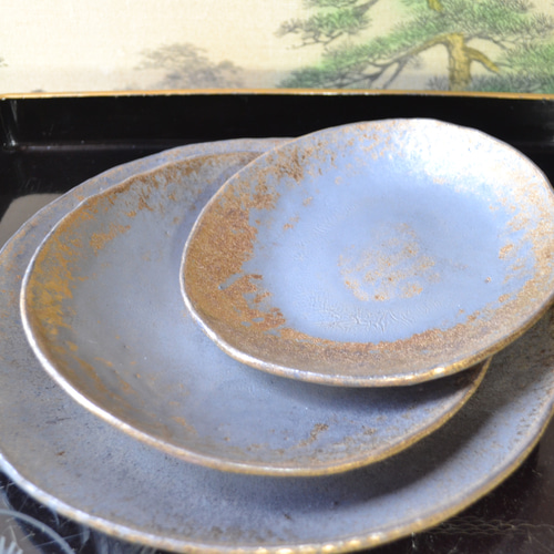 セット特割！】豪華な皿セット大中小(炭化金彩) 大皿セット 和食器