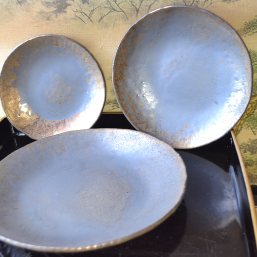 セット特割！】豪華な皿セット大中小(炭化金彩) 大皿セット 和食器