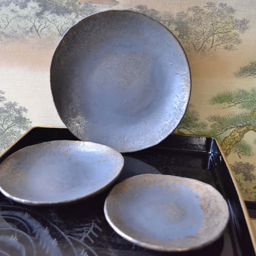 翔 陶芸 陶器 皿 豪華 料亭用 セット特割！】豪華な皿セット大中小(炭化金彩) 大皿セット 和