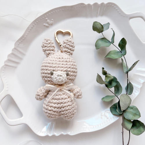 優しいコットン素材☆どうぶつさんのあみぐるみキーホルダー キー