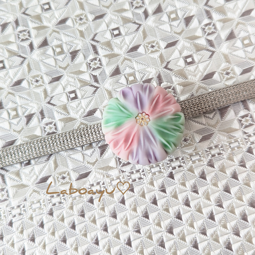 アレンジ帯飾りチャーム〈菊〉Black×グレージュmix アレンジ帯飾りチャーム〈菊〉Black×グレージュmix