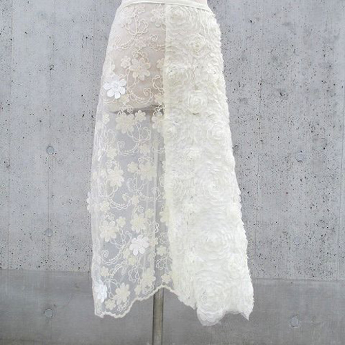 タグ付美品　MUVEIL ラップスカートL レース　花柄プリント　裏地有　ロゴ スカート ベルト付き花柄レースラップスカート : ZOZOTOWN Yahoo