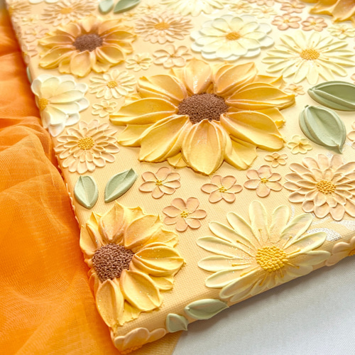 受注制作 オーダー テクスチャーアート 絵画 花の絵 フラワーアート