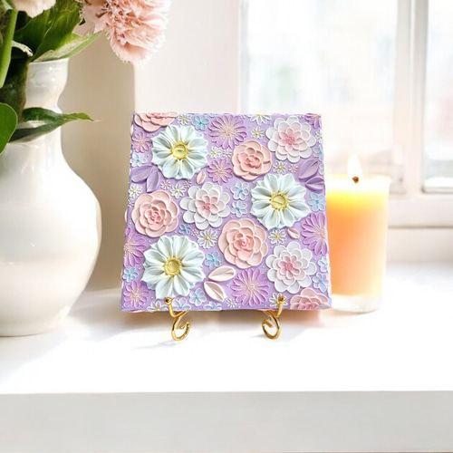 受注制作 オーダー テクスチャーアート 絵画 花の絵 フラワーアート