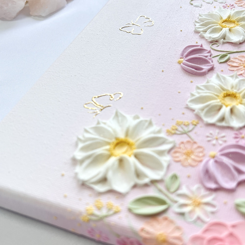 受注制作 オーダー テクスチャーアート 絵画 花の絵 フラワーアート