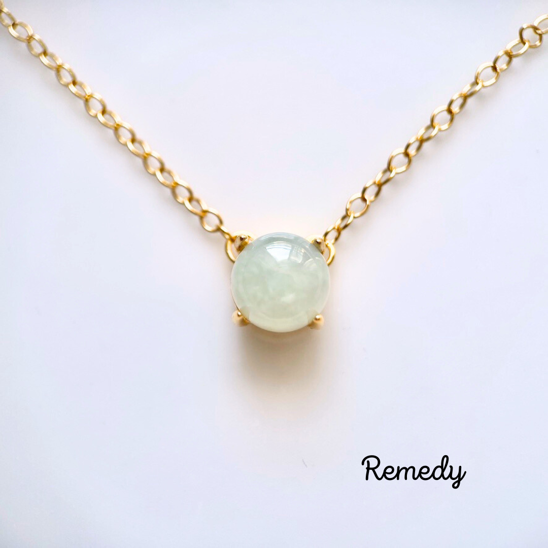 【ドゥーエ】翡翠（ジェイダイト）の一粒ネックレス（8mm）〜silver925/18KGP 5月誕生石