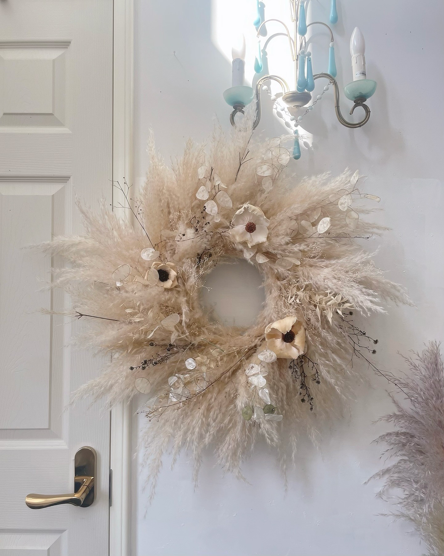 flower wreath 大きなリース パンパスグラス ドライフラワーリース ふわふわリース ナチュラル ホワイト