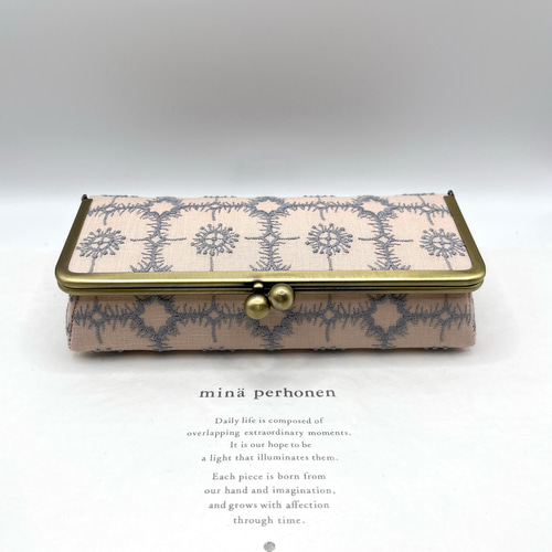 ミナペルホネン　ハンドメイド　がま口　BOX LULU small 18cm口金 ミナペルホネン ハンドメイド がま口