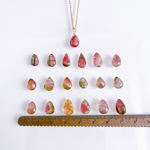 10月誕生石》石が選べる バイカラー トルマリン しずく ネックレス