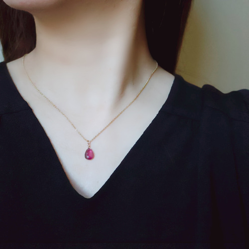 10月誕生石》石が選べる バイカラー トルマリン しずく ネックレス