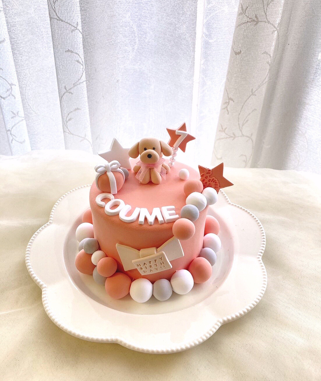 ワンちゃんのお誕生日に♡ペットのためのバースデークレイケーキ　ホワイト