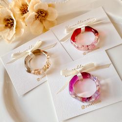 フラワーリング♡レジンアクセサリー♡ドライフラワー ドライフラワーリング レジンアクセサリー レジンリング 誕生日
