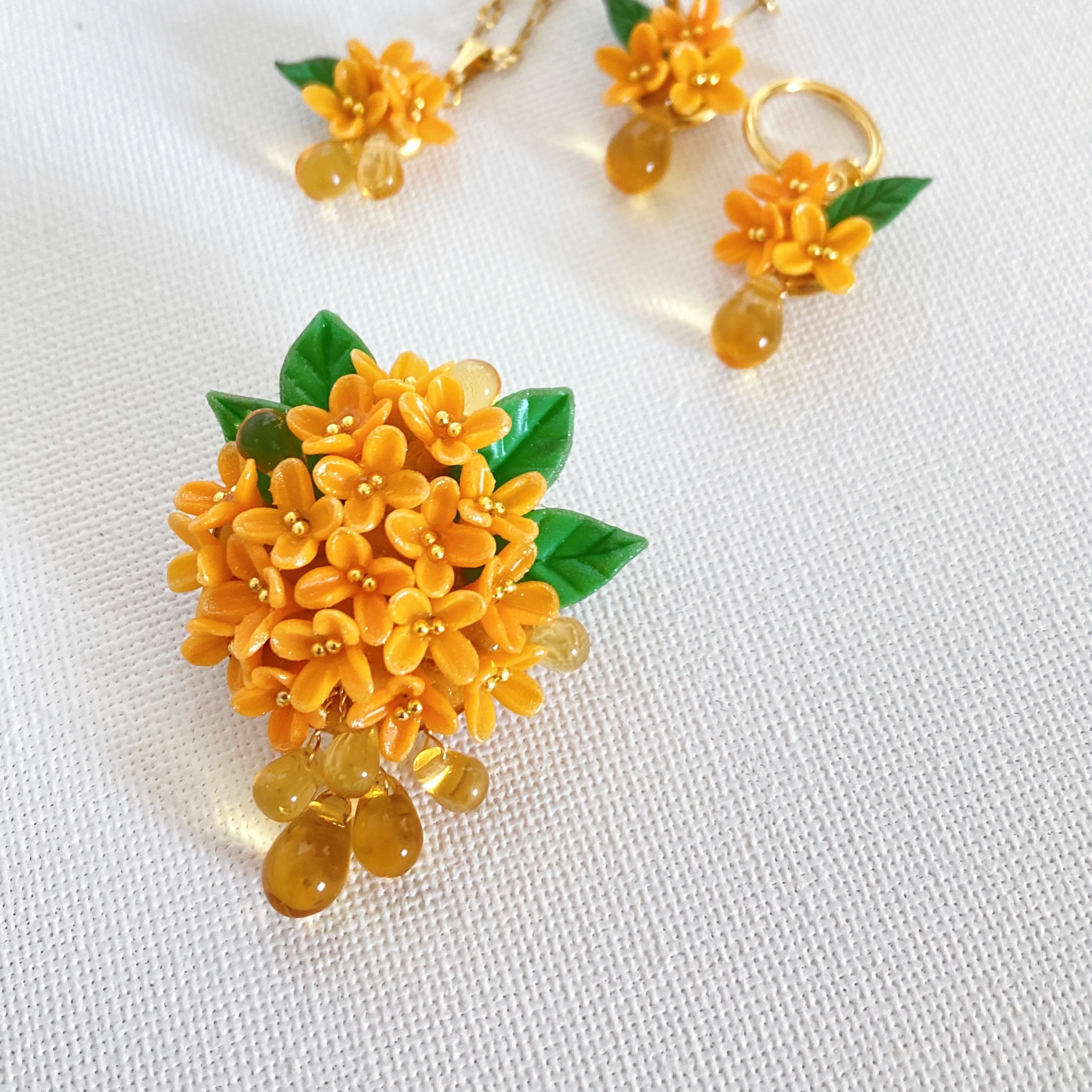 金木犀の花『密雫』ブローチ