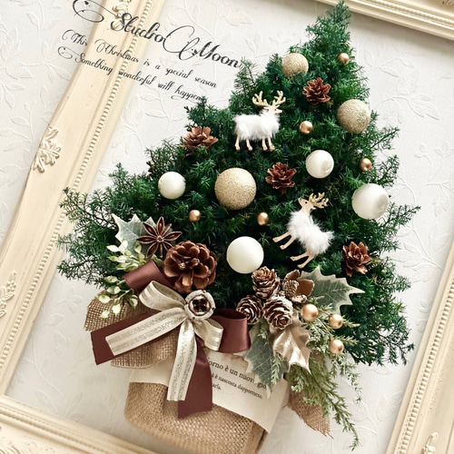 トナカイの壁かけツリー/シャンパンゴールド リース 工房 月 通販