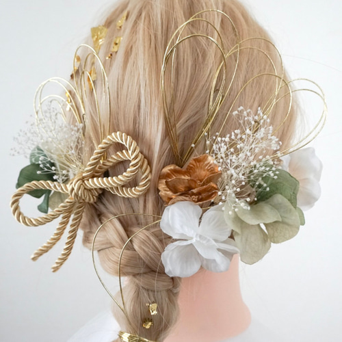 送料無料・翌日発送》髪飾り/成人式/結婚式/卒業式/ヘッドドレス/金箔