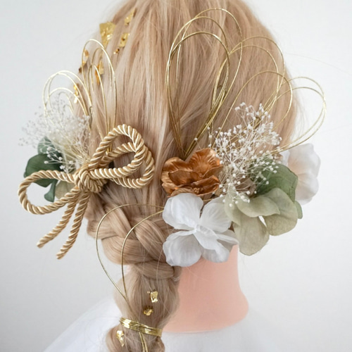 送料無料・翌日発送》髪飾り/成人式/結婚式/卒業式/ヘッドドレス/金箔