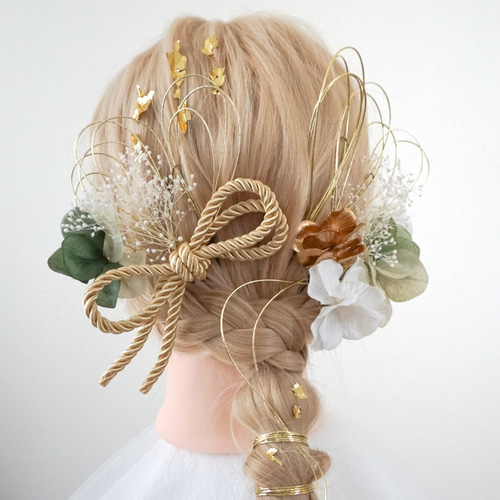 送料無料・翌日発送》髪飾り/成人式/結婚式/卒業式/ヘッドドレス/金箔