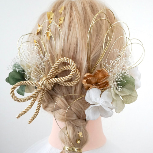 送料無料・翌日発送》髪飾り/成人式/結婚式/卒業式/ヘッドドレス/金箔