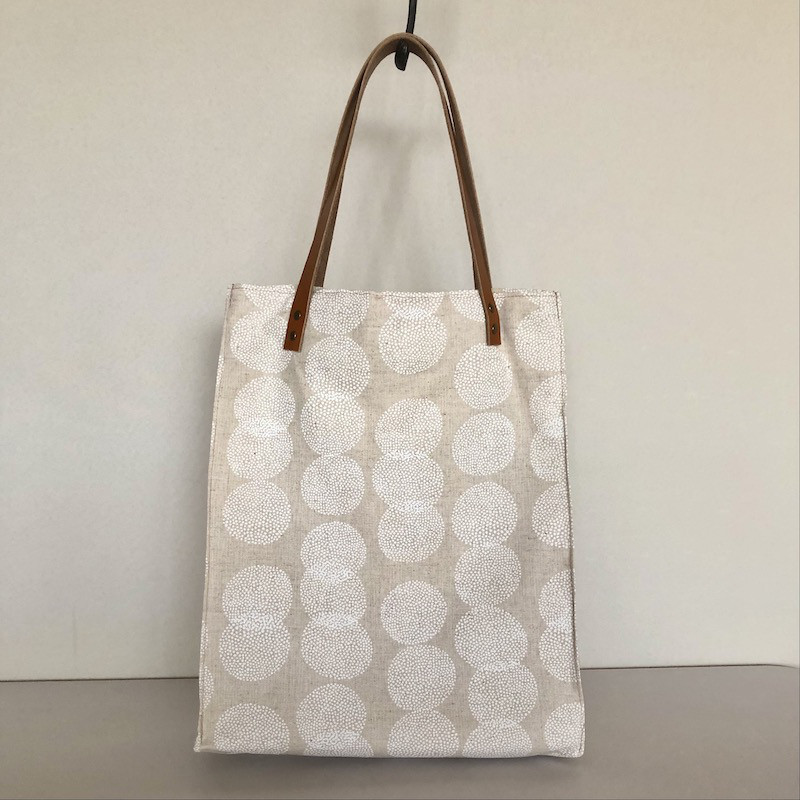 北欧ドット革持ち手ボックストート　受注製作