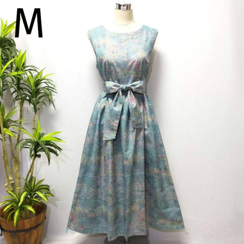 着物リメイク ワンピース ジャンパスカート 2WAY ロング 花柄