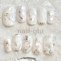 35))ネイルチップ 乳白色ネイル フレンチガーリー ホログラム ストーン 35))ネイルチップ 乳白色ネイル フレンチガーリー ホログラム ストーン