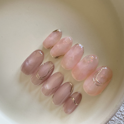 恋々ピンク マグネット ニュアンス 1番人気 ミラー フレンチ ネイル