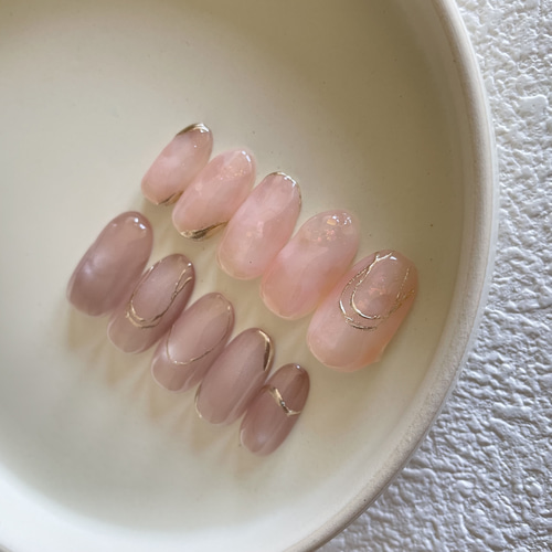 恋々ピンク マグネット ニュアンス 1番人気 ミラー フレンチ ネイル