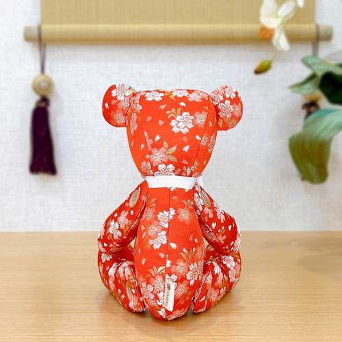 金襴テディベア ＊桜舞うミントベア＊ 日本伝統生地「金襴」の豪華絢爛