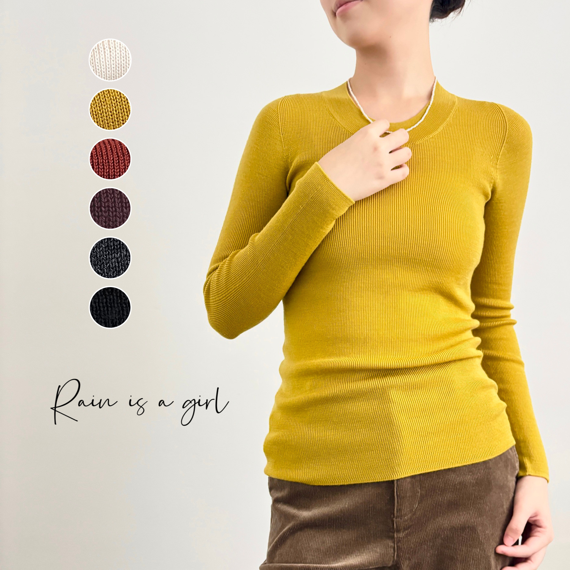 【在庫のみ★洗濯機OK★ウール100%】無縫製│Uネック│スリムニット│フィット感│薄手│通勤│T-171RDA 5,412円