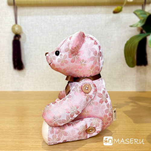 金襴テディベア ＊桜ベア (ピンク)＊ 日本伝統生地「金襴」の