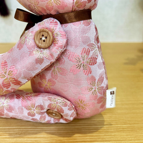 金襴テディベア ＊桜ベア (ピンク)＊ 日本伝統生地「金襴」の