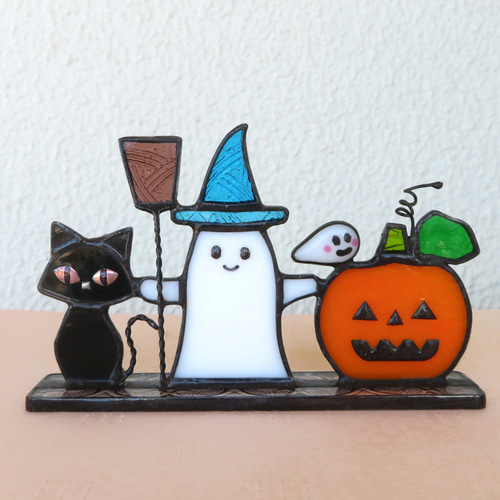 ハロウィン☆カボチャにちょこん黒猫&ちびオバケ ハロウィン☆カボチャにちょこん黒猫&ちびオバケ