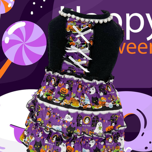 犬服／猫服 ハロウィンワンピース/オールインワン ハロウィンプリント
