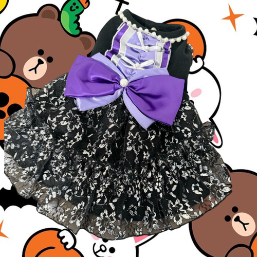 犬服ハンドメイド♡ミィモ♡ハロウィンワンピ♡ラグラン袖ハイネックワンピース 犬服*ハロウィン 魔女のワンピース - teamy | minne byGMOペパボ