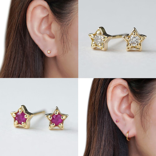 K18 スターピアス ダイヤモンド 星ピアス 18金 ダイヤ 0.06ct K18 スターピアス ダイヤモンド 星ピアス 18金 ダイヤ 0.06ct