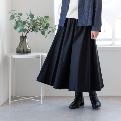 美・大人シルエット6枚はぎ・フレアースカート/黒 フレアスカート