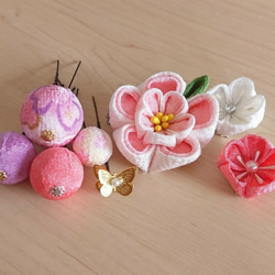 《再販》つまみ細工   ♡まんまる和玉とふっくらお花の髪飾り　七五三・十三詣り・ひな祭り・浴衣・ウェディング 3枚目の画像