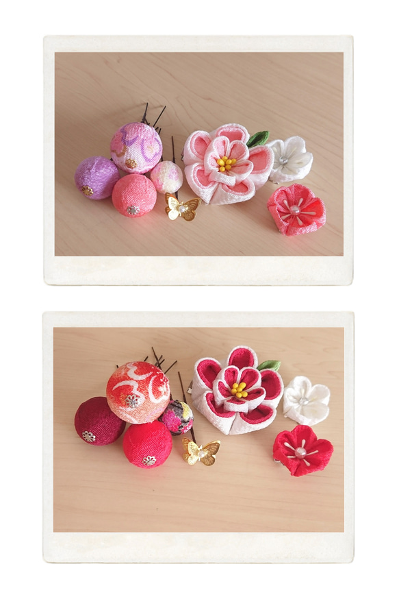 《再販》つまみ細工   ♡まんまる和玉とふっくらお花の髪飾り　七五三・十三詣り・ひな祭り・浴衣・ウェディング 15枚目の画像