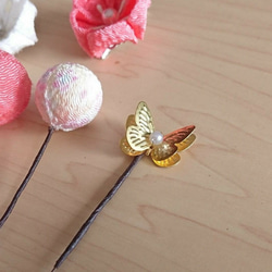 《再販》つまみ細工   ♡まんまる和玉とふっくらお花の髪飾り　七五三・十三詣り・ひな祭り・浴衣・ウェディング 10枚目の画像