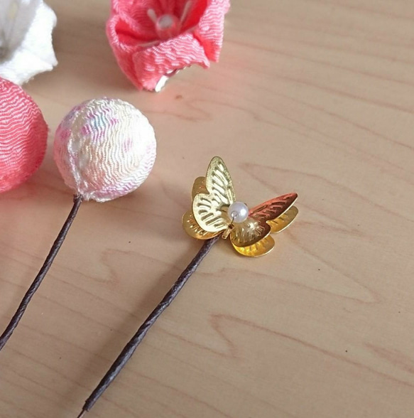 《再販》つまみ細工   ♡まんまる和玉とふっくらお花の髪飾り　七五三・十三詣り・ひな祭り・浴衣・ウェディング 10枚目の画像