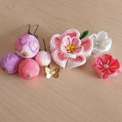 《再販》つまみ細工   ♡まんまる和玉とふっくらお花の髪飾り　七五三・十三詣り・ひな祭り・浴衣・ウェディング 12枚目の画像