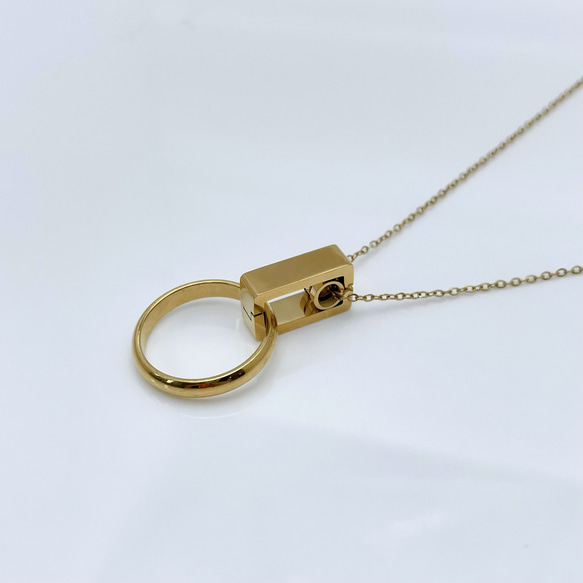 期間限定 単品『 大切な指輪をネックレスにできる 』 サージカルステンレス リングホルダー 刻印 誕生石 アクセサリー 8枚目の画像