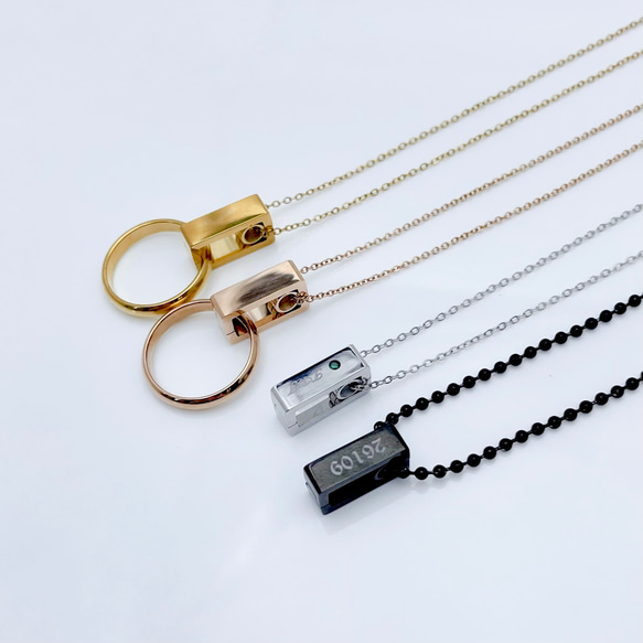 期間限定 単品『 大切な指輪をネックレスにできる 』 サージカルステンレス リングホルダー 刻印 誕生石 アクセサリー 14枚目の画像