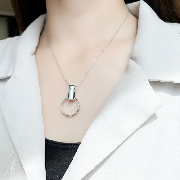期間限定 単品『 大切な指輪をネックレスにできる 』 サージカルステンレス リングホルダー 刻印 誕生石 アクセサリー 5枚目の画像