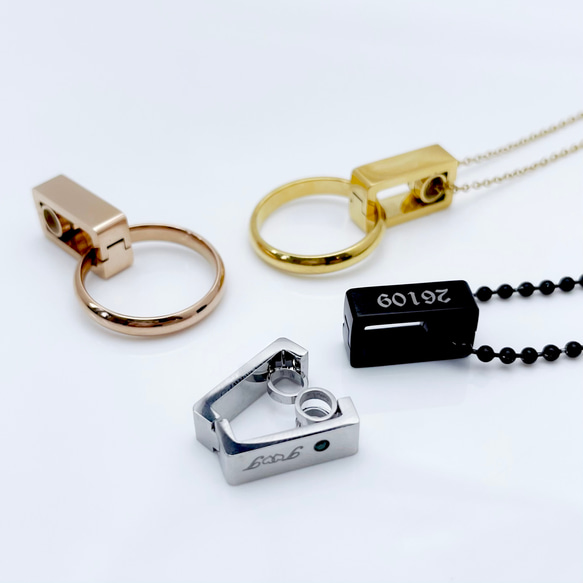 期間限定 単品『 大切な指輪をネックレスにできる 』 サージカルステンレス リングホルダー 刻印 誕生石 アクセサリー 1枚目の画像