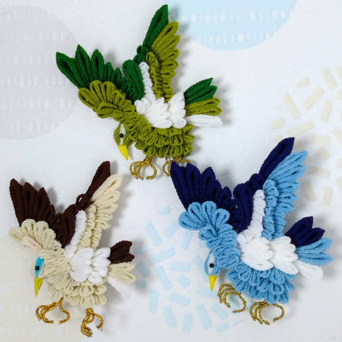 つまみ細工】男の子もかっこよく！ 七五三被布飾り 鷹 ブラウン2点